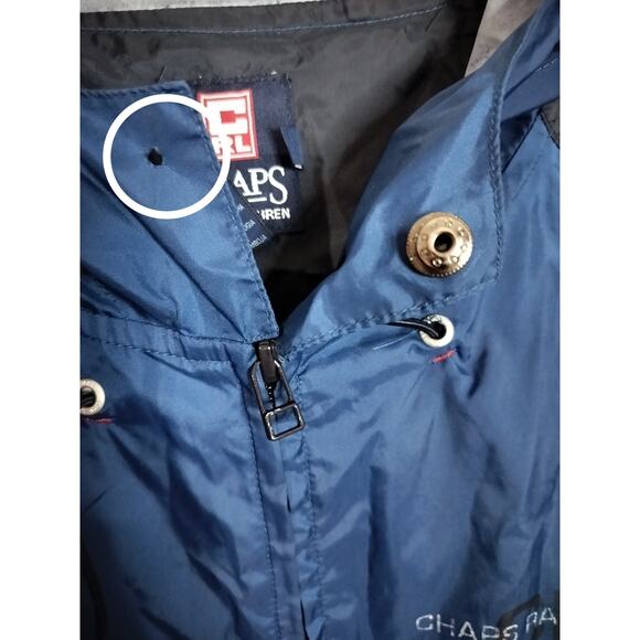 M630) Vtg Chaps Ralph Lauren Blue Nylon Windbreaker Rain Jacket Medium - Picture 6 of 10